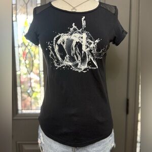 Calvin Klein Black CK Graphic Fitted Short Sleeve Mesh Tee